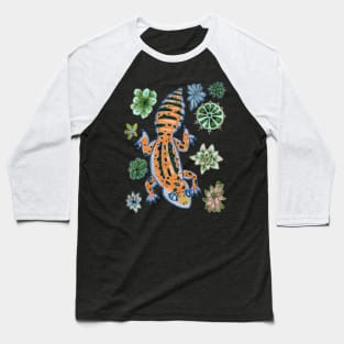 Yellow Leopard Gecko and Succulent Plants Baseball T-Shirt